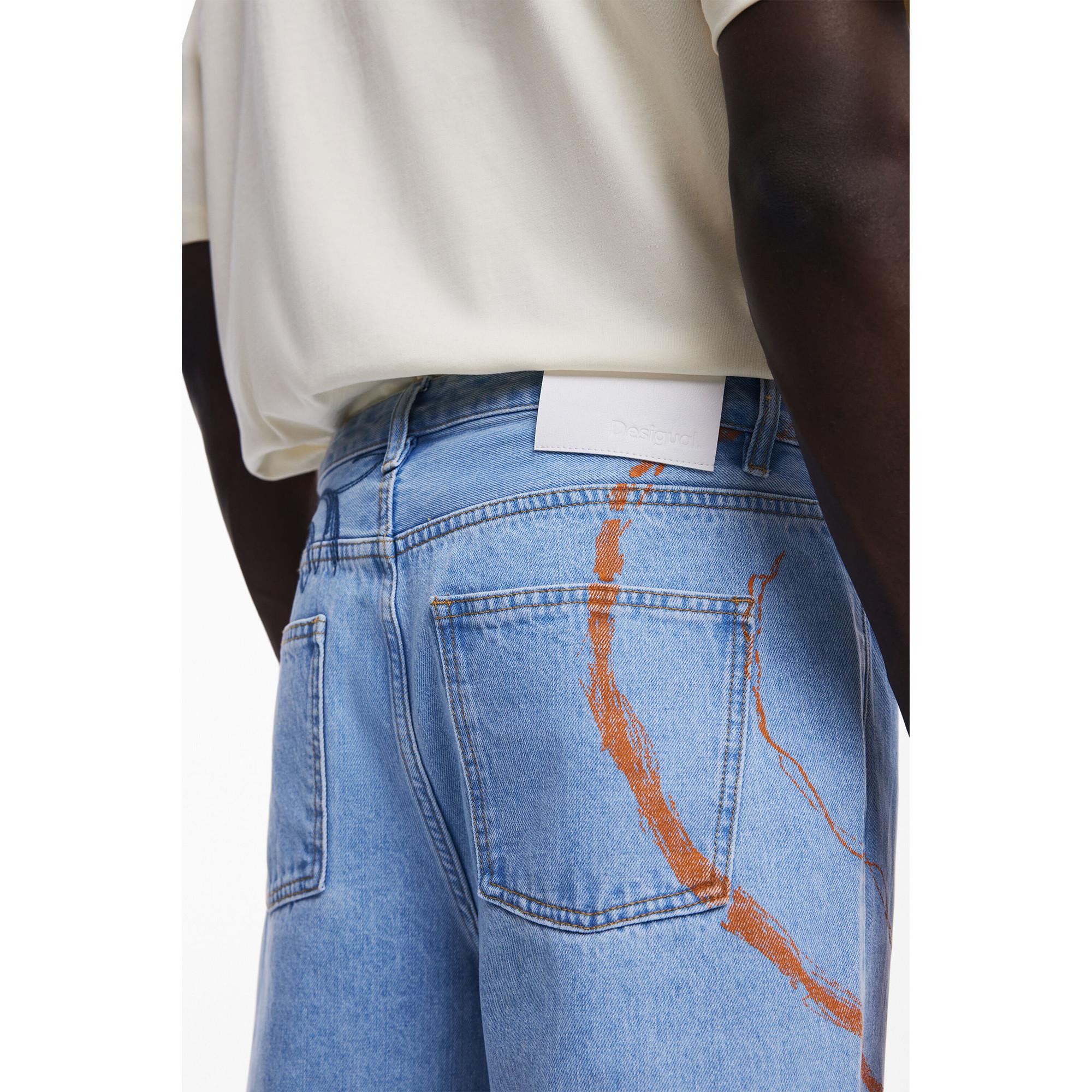 Desigual Relaxed Loose Fit Jeans mit Abstraktem Print  