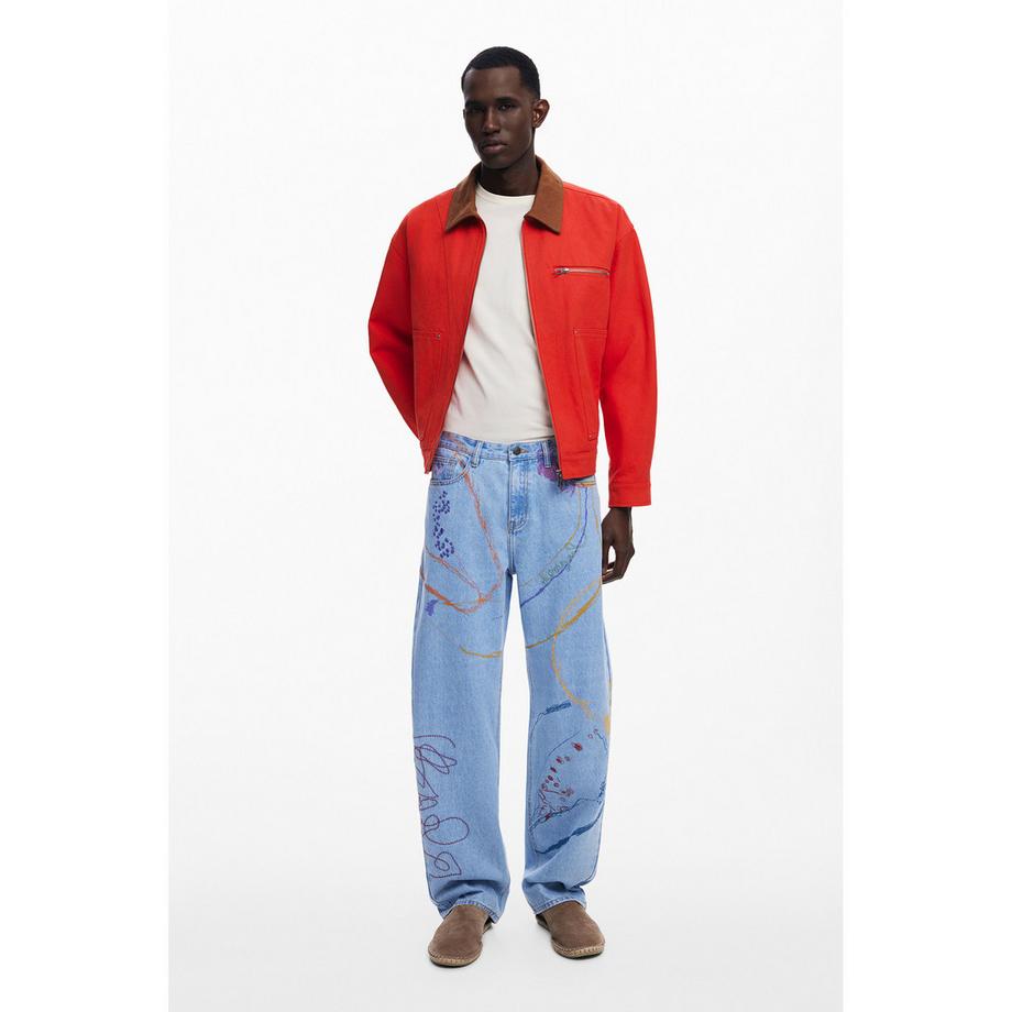 Desigual Jeans Relaxed Loose Fit con Stampa Astratta  