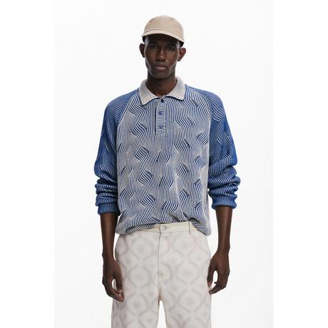 Desigual Meliert Langarm Polo Pullover  