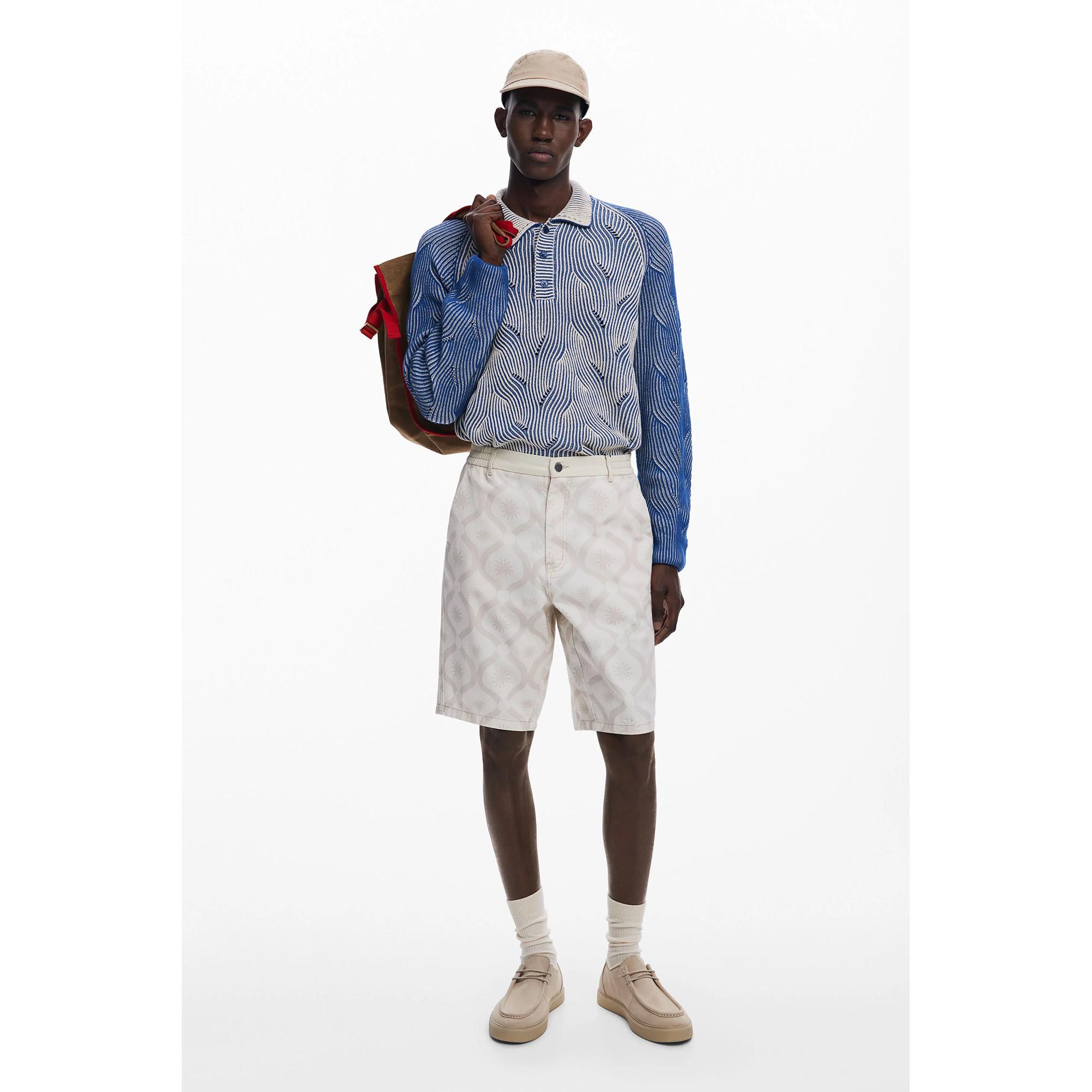 Desigual Meliert Langarm Polo Pullover  