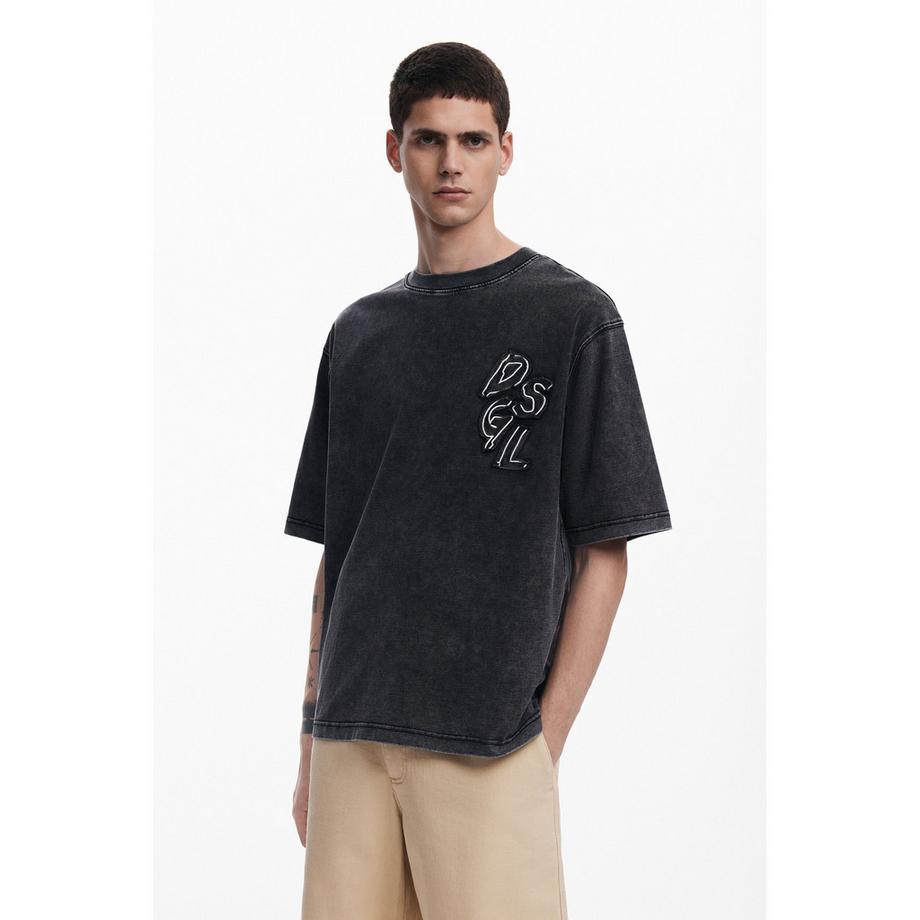 Desigual Mickey Mouse Patchwork T-Shirt en Denim  