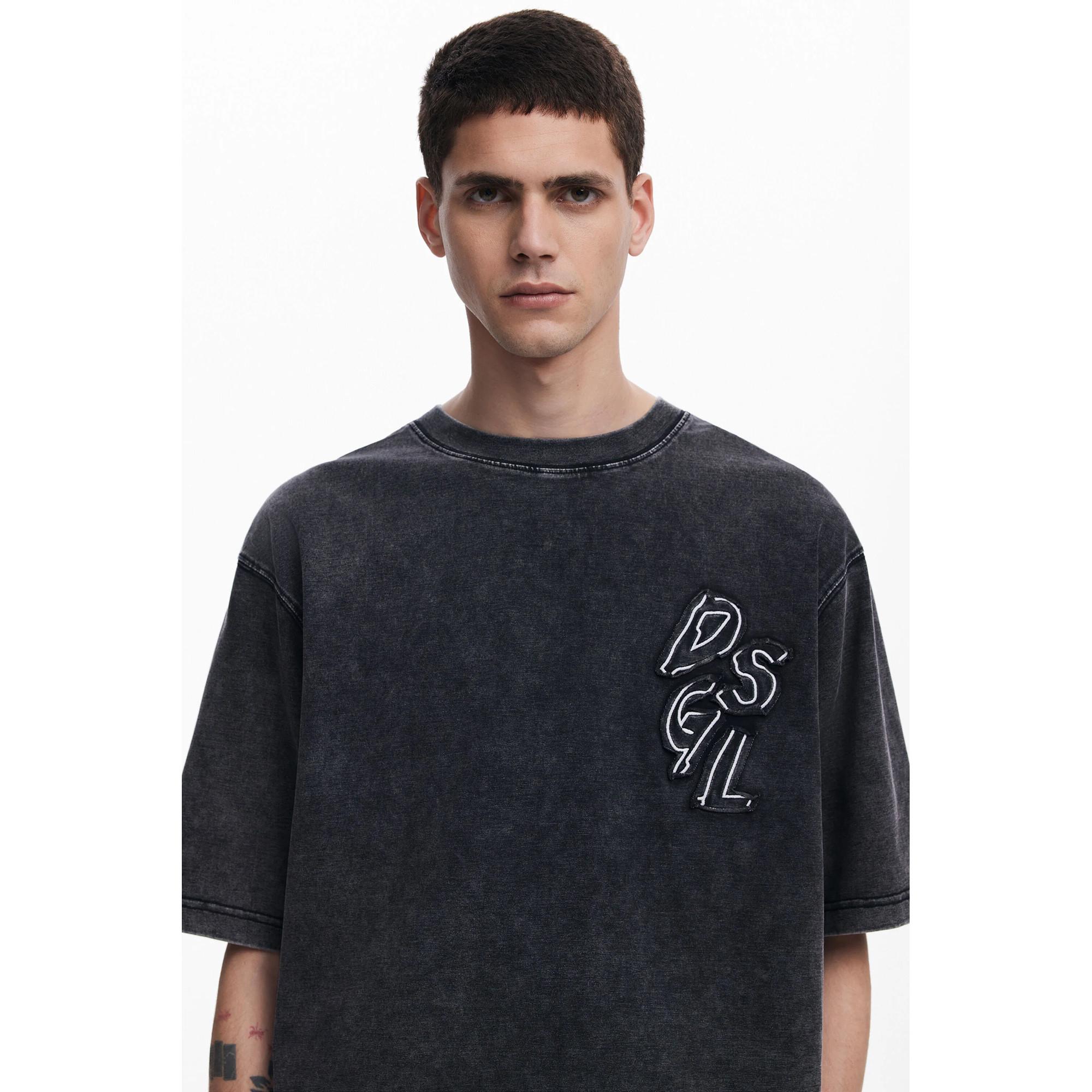 Desigual Denim Mickey Mouse Patchwork T-Shirt  