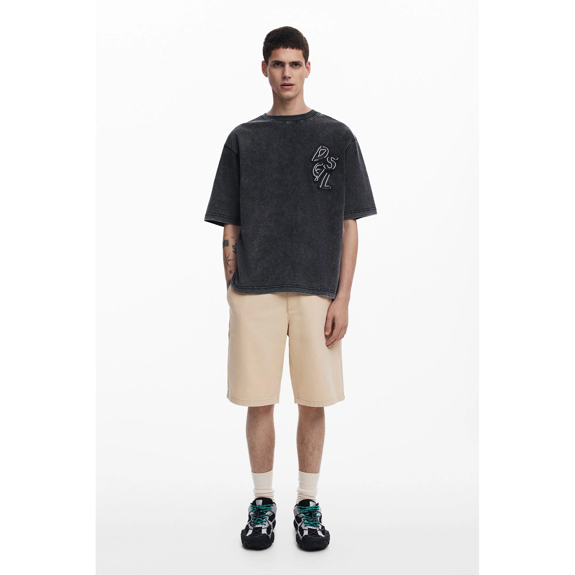 Desigual Denim Mickey Mouse Patchwork T-Shirt  