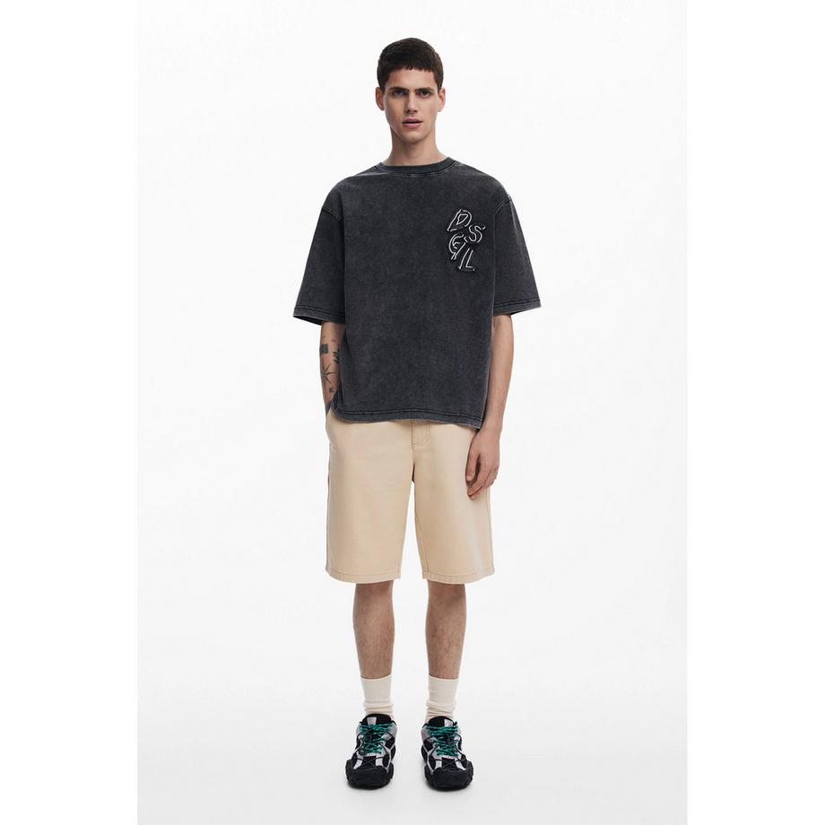 Desigual Mickey Mouse Patchwork T-Shirt en Denim  