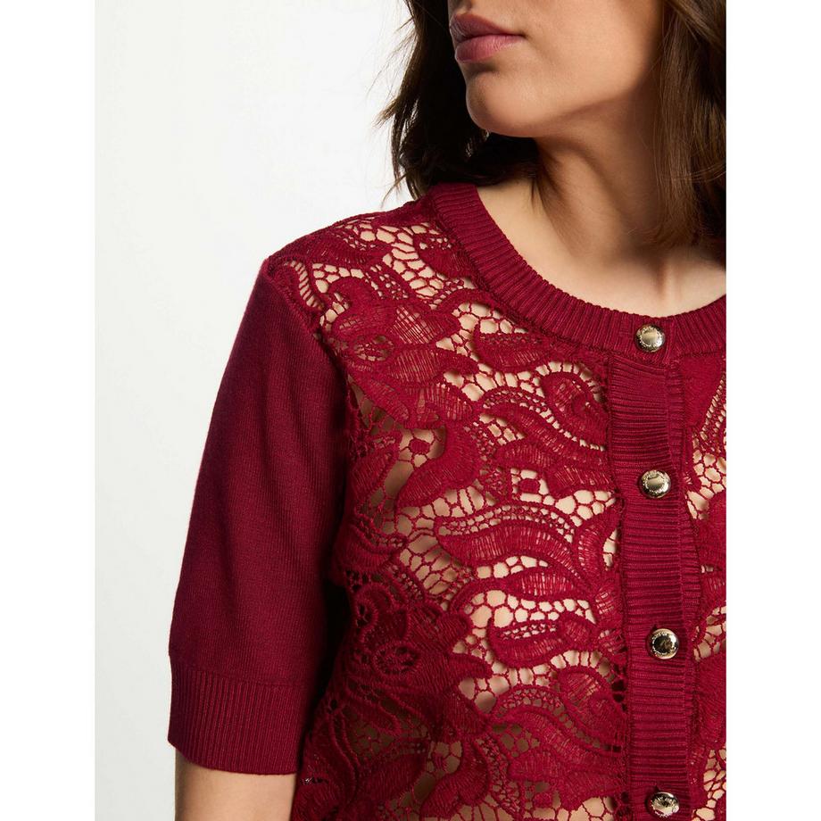 MORGAN Cardigan Court Manches Dentelle  