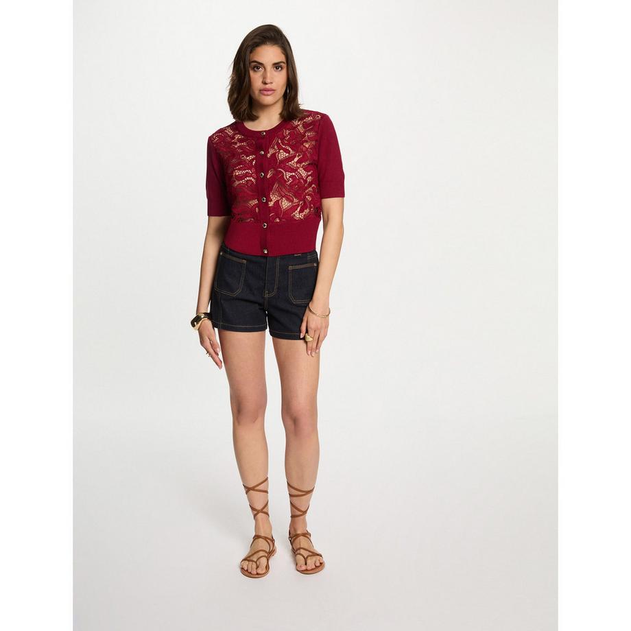 MORGAN Cardigan Court Manches Dentelle  