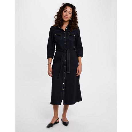 MORGAN Robe Chemise Midi en Denim avec Ceinture  