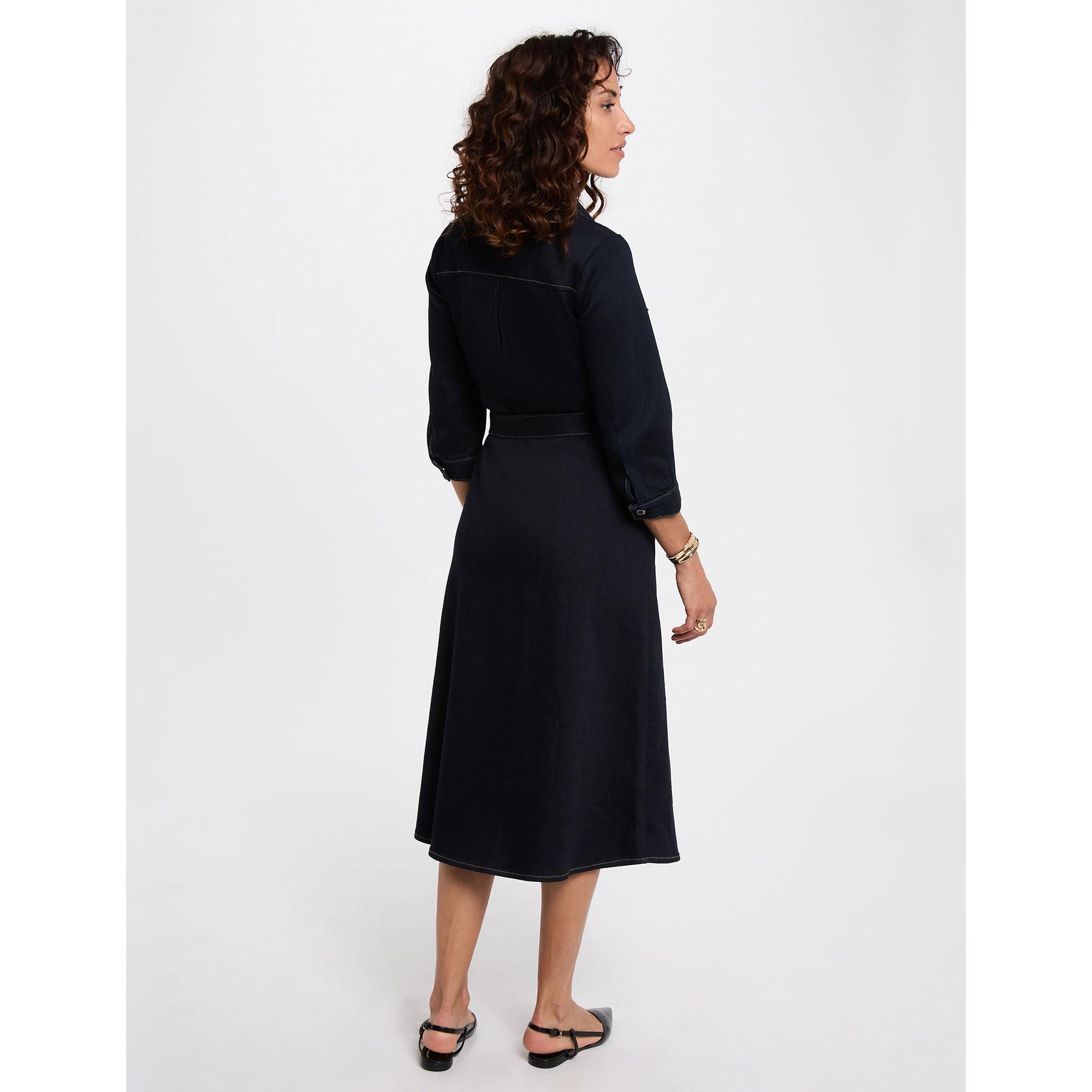 MORGAN Robe Chemise Midi en Denim avec Ceinture  