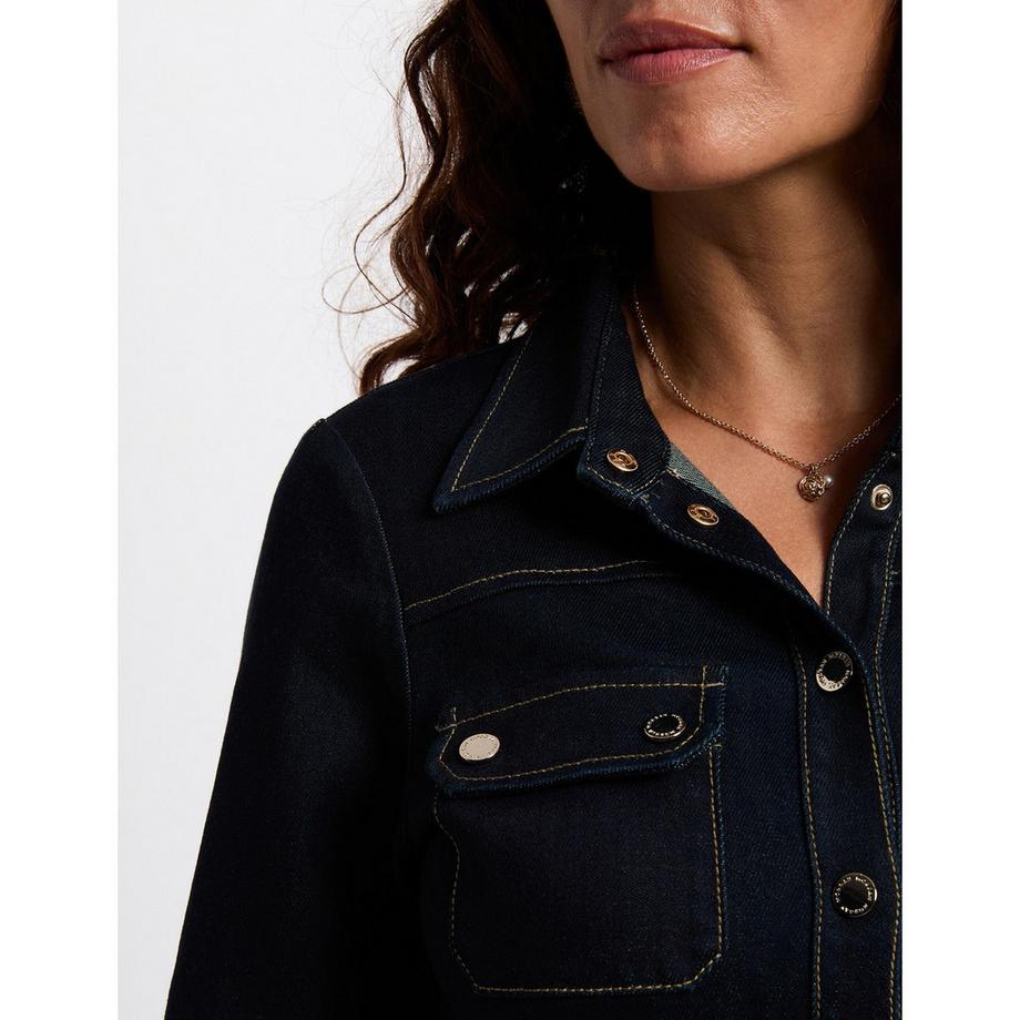 MORGAN Robe Chemise Midi en Denim avec Ceinture  