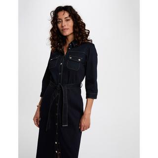 MORGAN Robe Chemise Midi en Denim avec Ceinture  