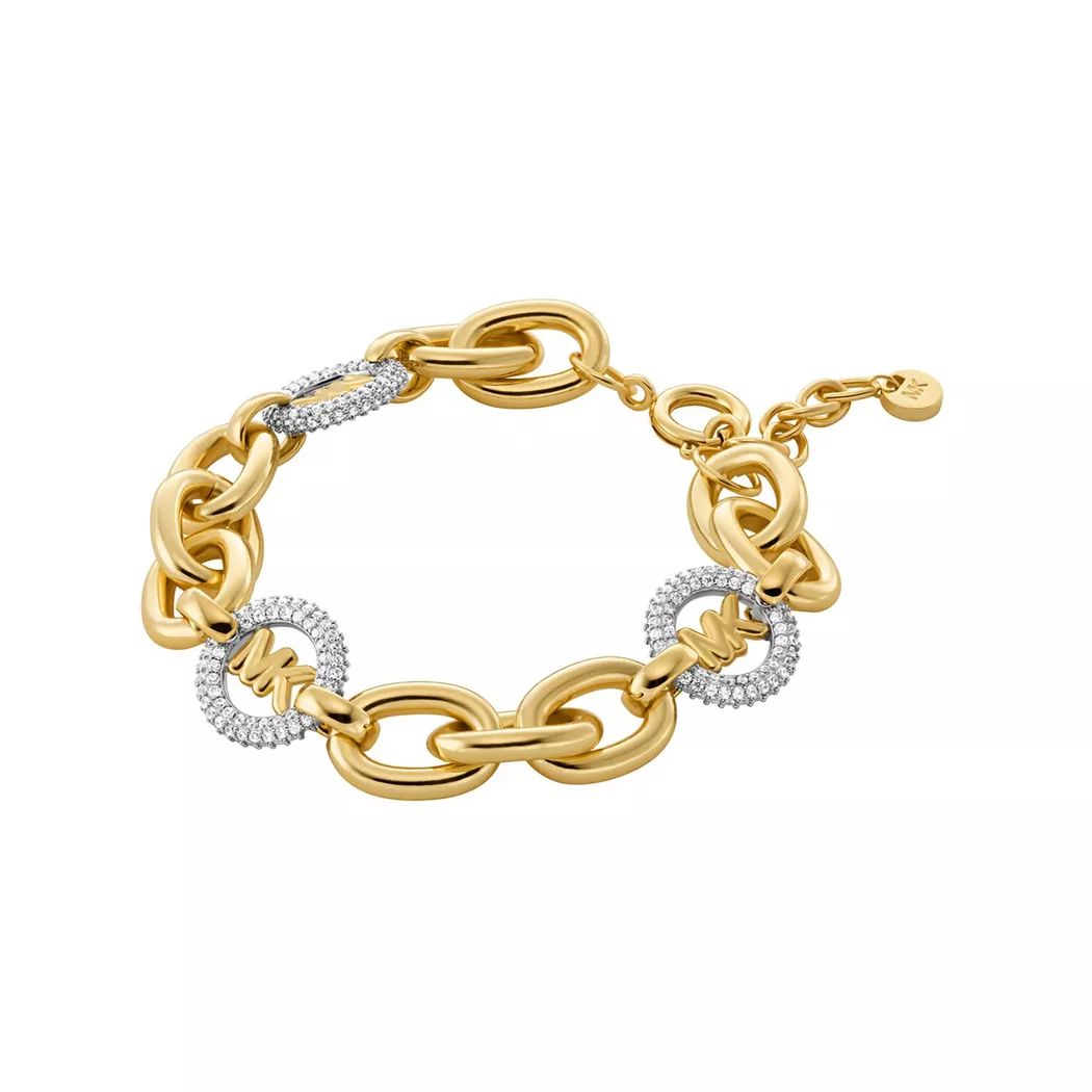 Armband MICHAEL KORS "Schmuck Geschenk Metall Armkette PREMIUM", gold (gelbgoldfarben, metallfarben, kristallweiß, kristallweiß), Armbänder, Damen, 20cm, Metall, Armband, mit Zirkonia (synth.) 2