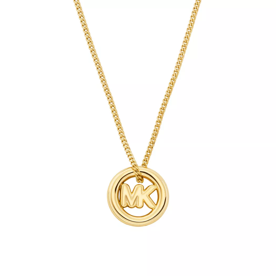 Kette mit Anhänger MICHAEL KORS "Schmuck Geschenk Metall Halskette PREMIUM", gold (gelbgoldfarben), Halsketten, Damen, ohne Zirkonia, Metall, L: 45,5 B: 1mm, wahlweise mit oder ohne Zirkonia, B:1mm