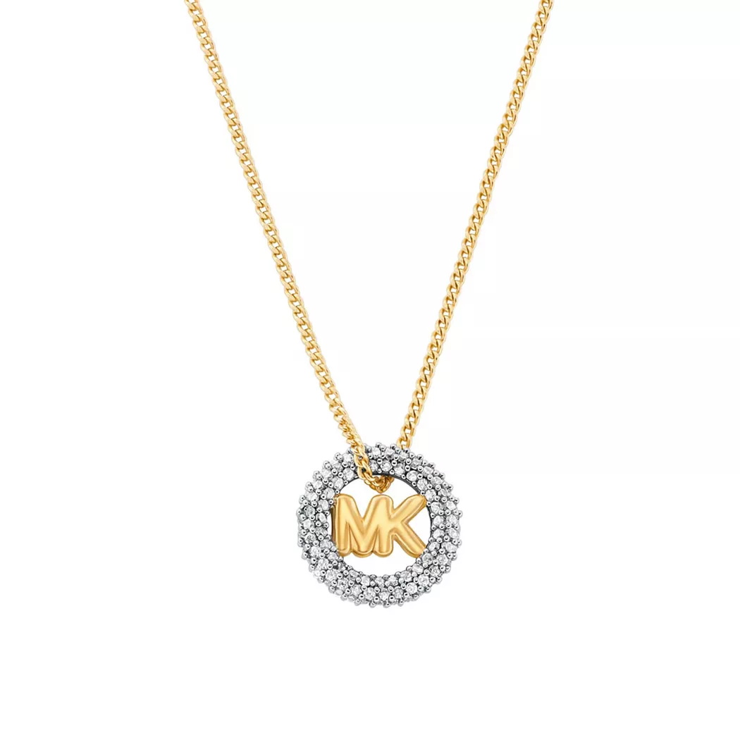 Kette mit Anhänger MICHAEL KORS "Schmuck Geschenk Metall Halskette PREMIUM", gold (gelbgoldfarben), Halsketten, Damen, mit Zirkonia, Metall, L: 45,5 B: 1mm, wahlweise mit oder ohne Zirkonia, B:1mm