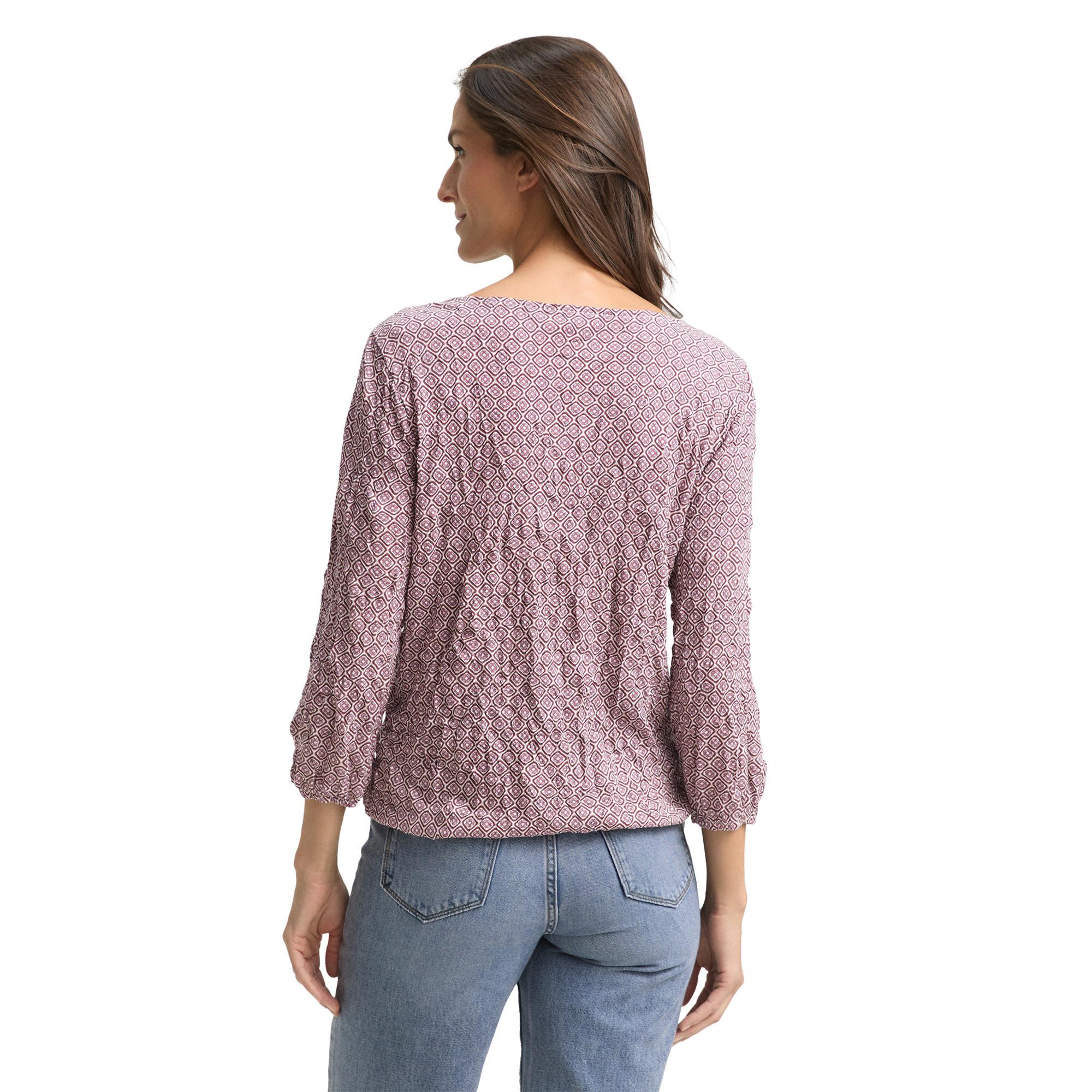 TOM TAILOR Gemusterte Henley 3/4 Arm Bluse  