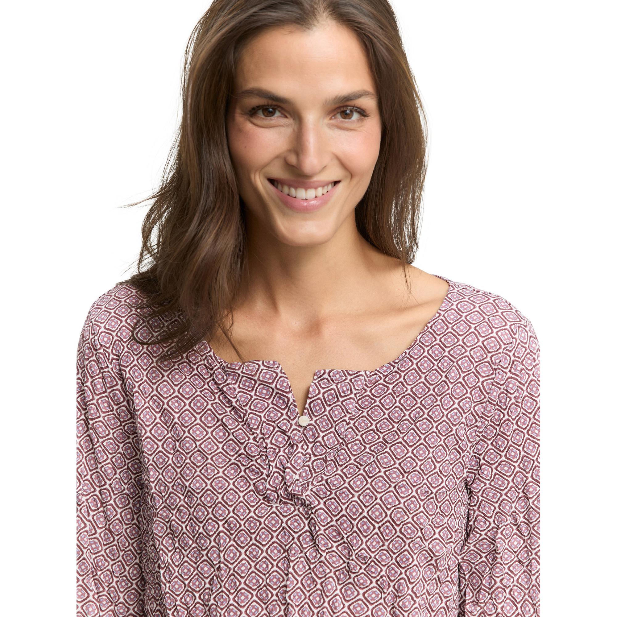 TOM TAILOR Gemusterte Henley 3/4 Arm Bluse  