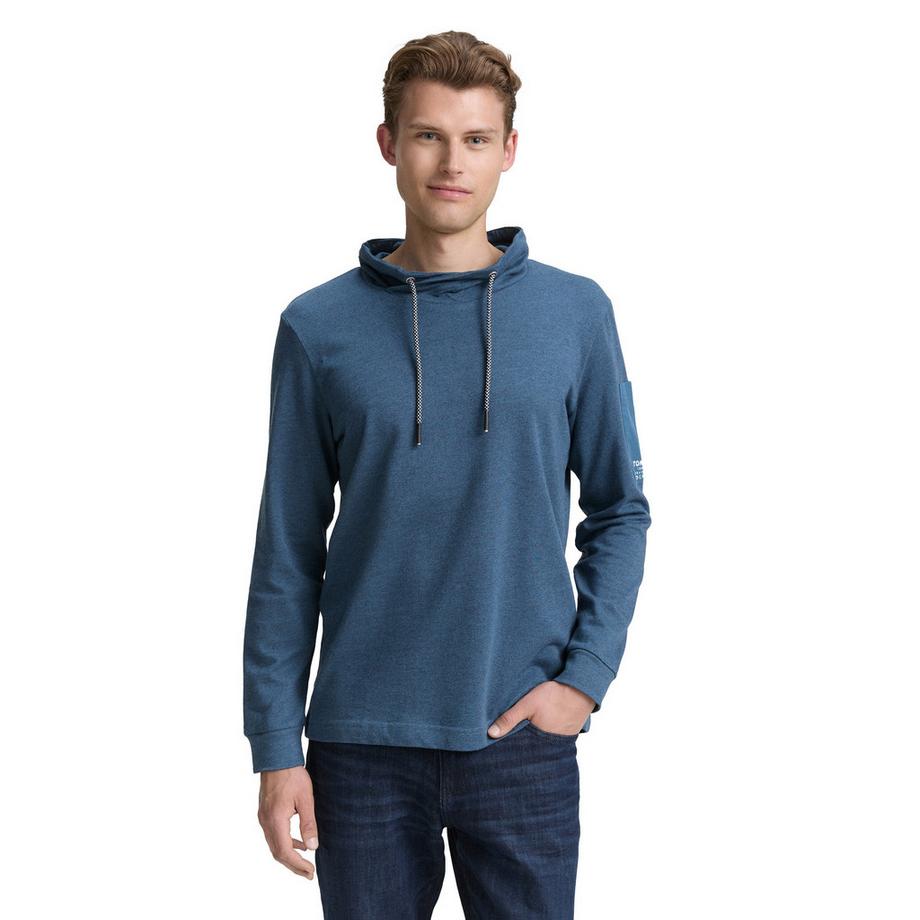 TOM TAILOR T-shirt Manches Longues Col Montant avec Cordon  