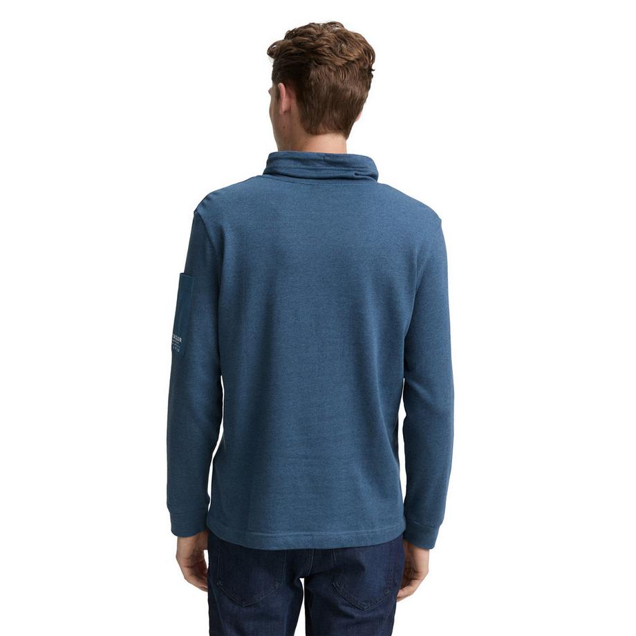 TOM TAILOR T-shirt Manches Longues Col Montant avec Cordon  