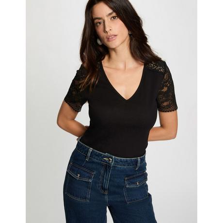 MORGAN Spitzen Kurzarm Bluse  