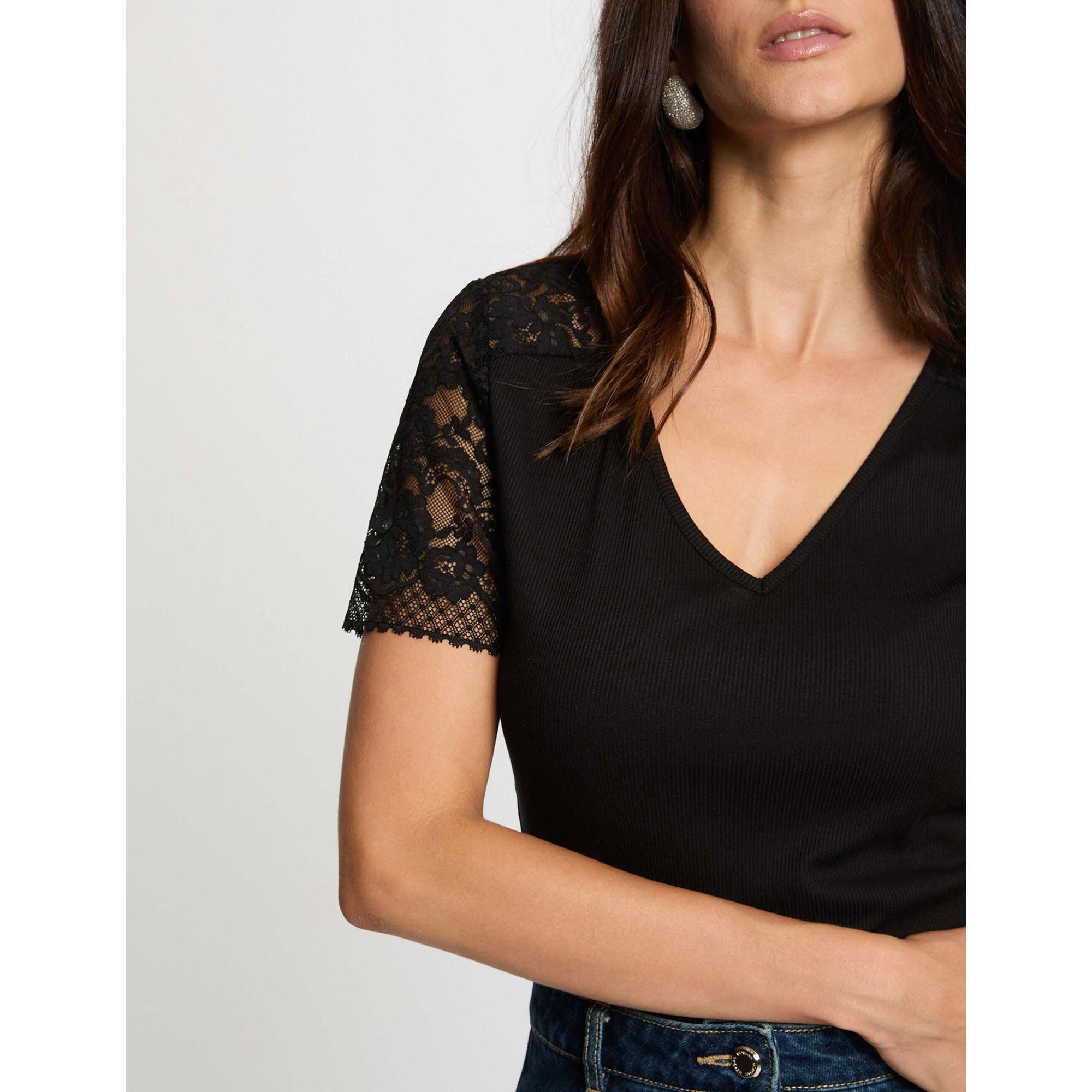 MORGAN Spitzen Kurzarm Bluse  