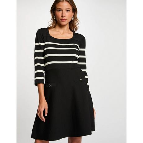 MORGAN Vestito Mini in Maglia a Righe Scollo Quadrato  