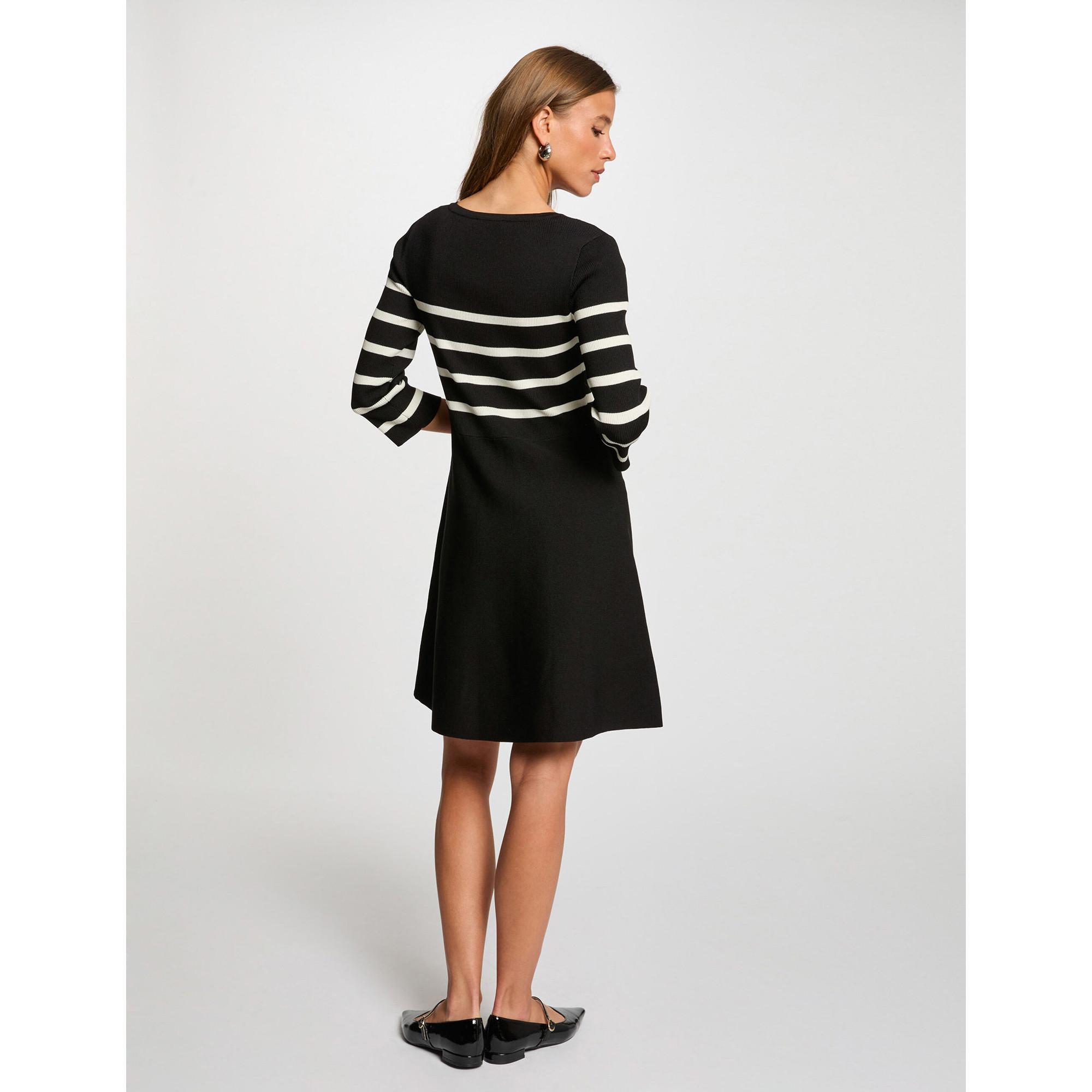 MORGAN Vestito Mini in Maglia a Righe Scollo Quadrato  