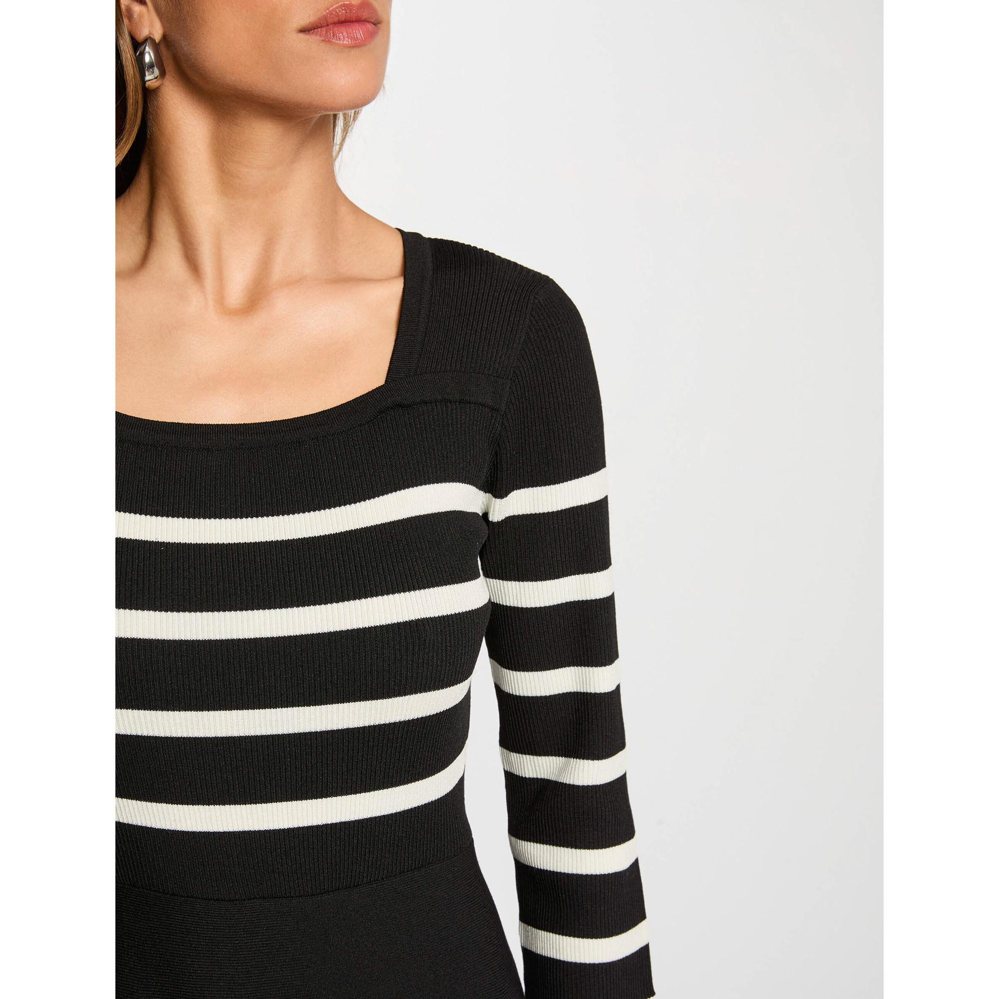 MORGAN Vestito Mini in Maglia a Righe Scollo Quadrato  