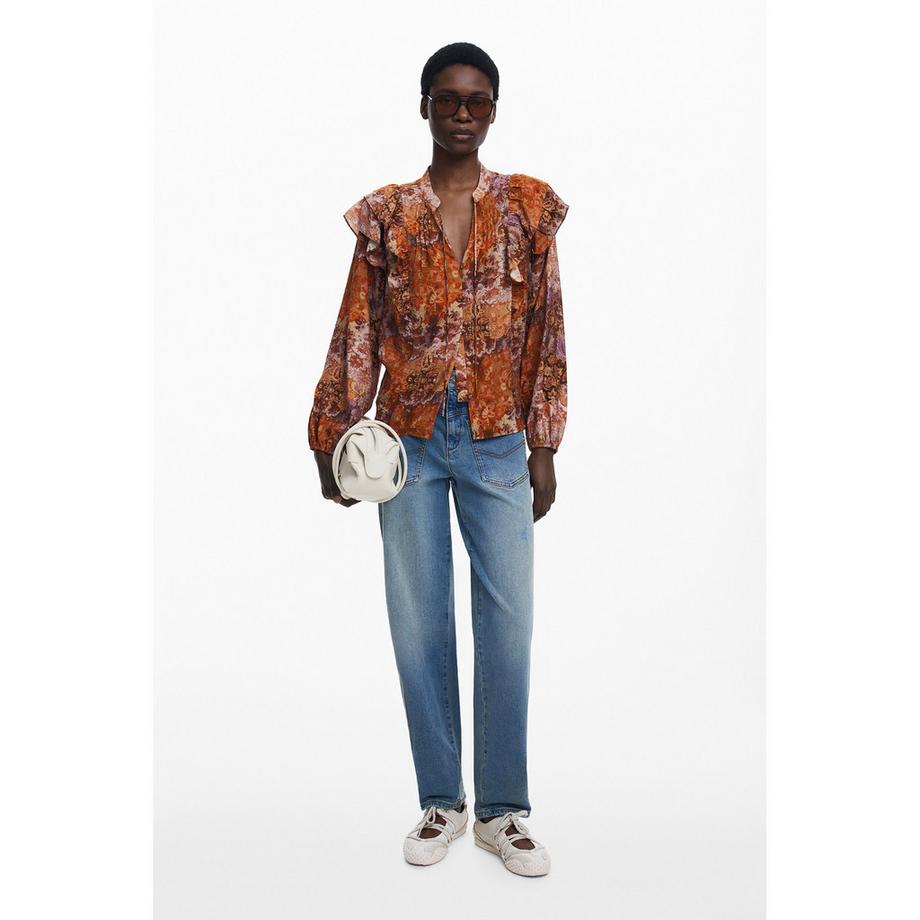 Desigual Camicetta con Stampa Floreale e Dettaglio da Annodare  