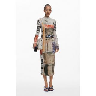 Desigual Langarm bedrucktes Midikleid  