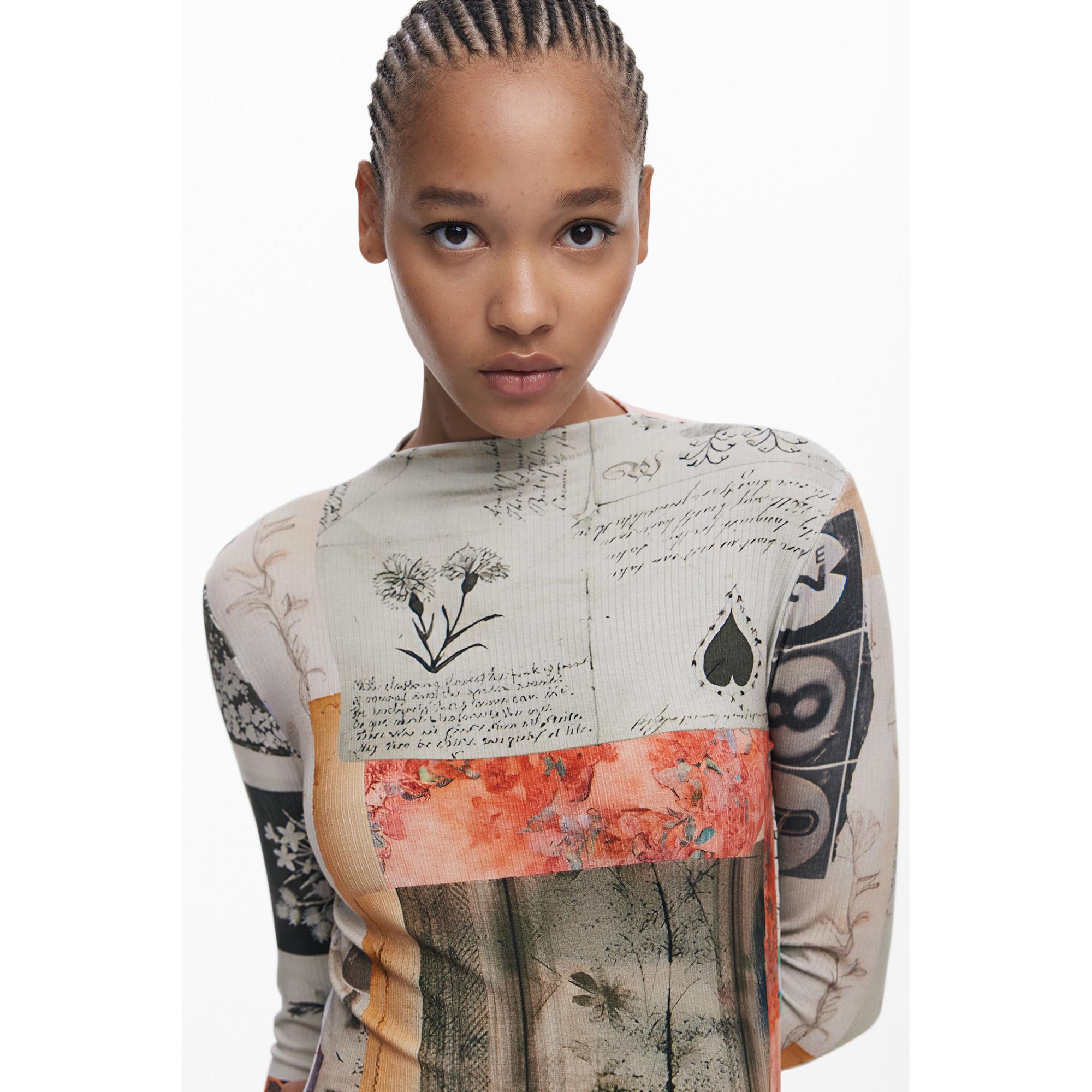 Desigual Langarm bedrucktes Midikleid  