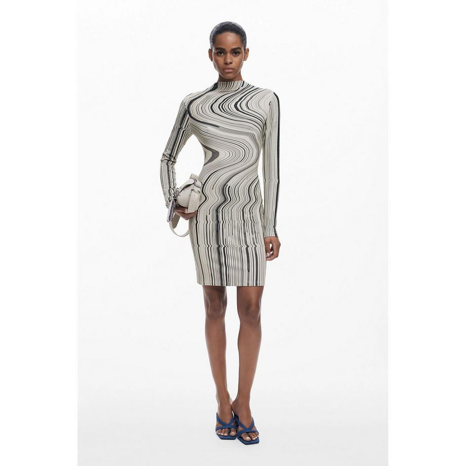 Desigual Robe Courte Manches Longues Motif Tourbillon  