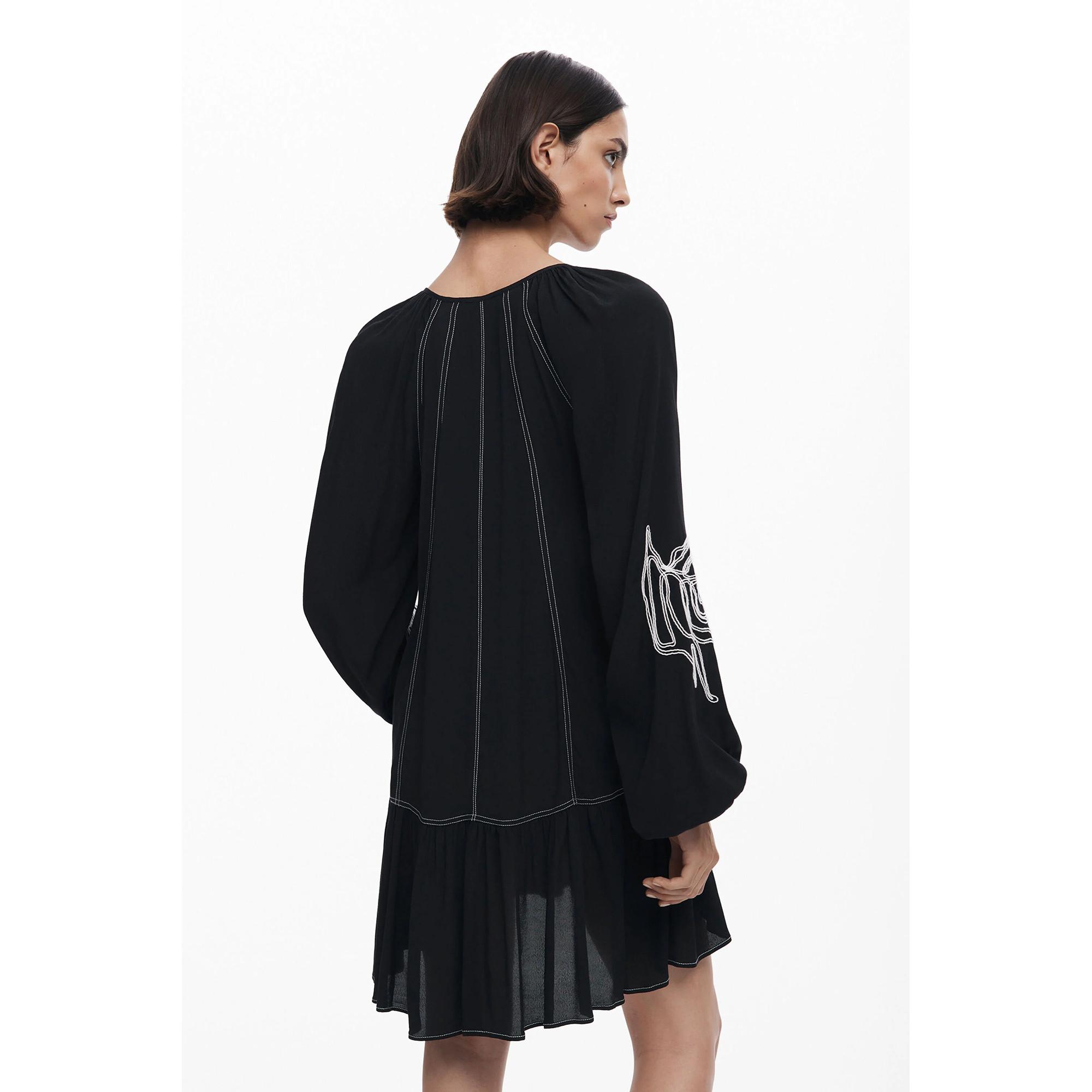 Desigual Robe Mini Manches Longues Brodé  