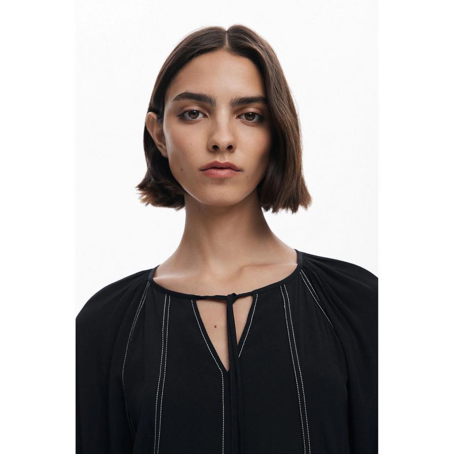 Desigual Robe Mini Manches Longues Brodé  