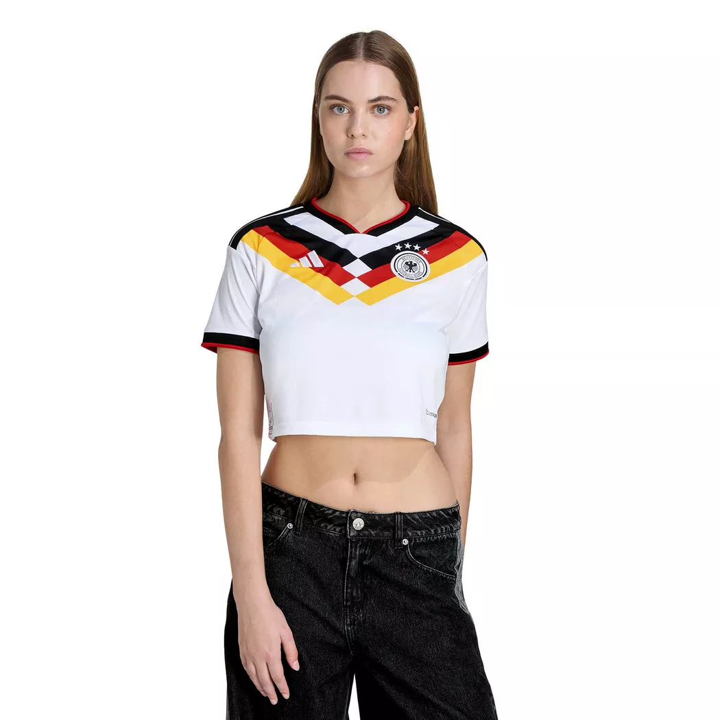 Adidas T-shirt à Manches Courtes Pour Femme Domicile Germany 26/27 Cropped Replica White S Femme