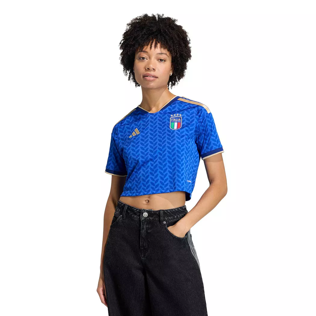 Adidas T-shirt à Manches Courtes Pour Femme Domicile Italy 26/27 Cropped Replica Bold Blue M Femme
