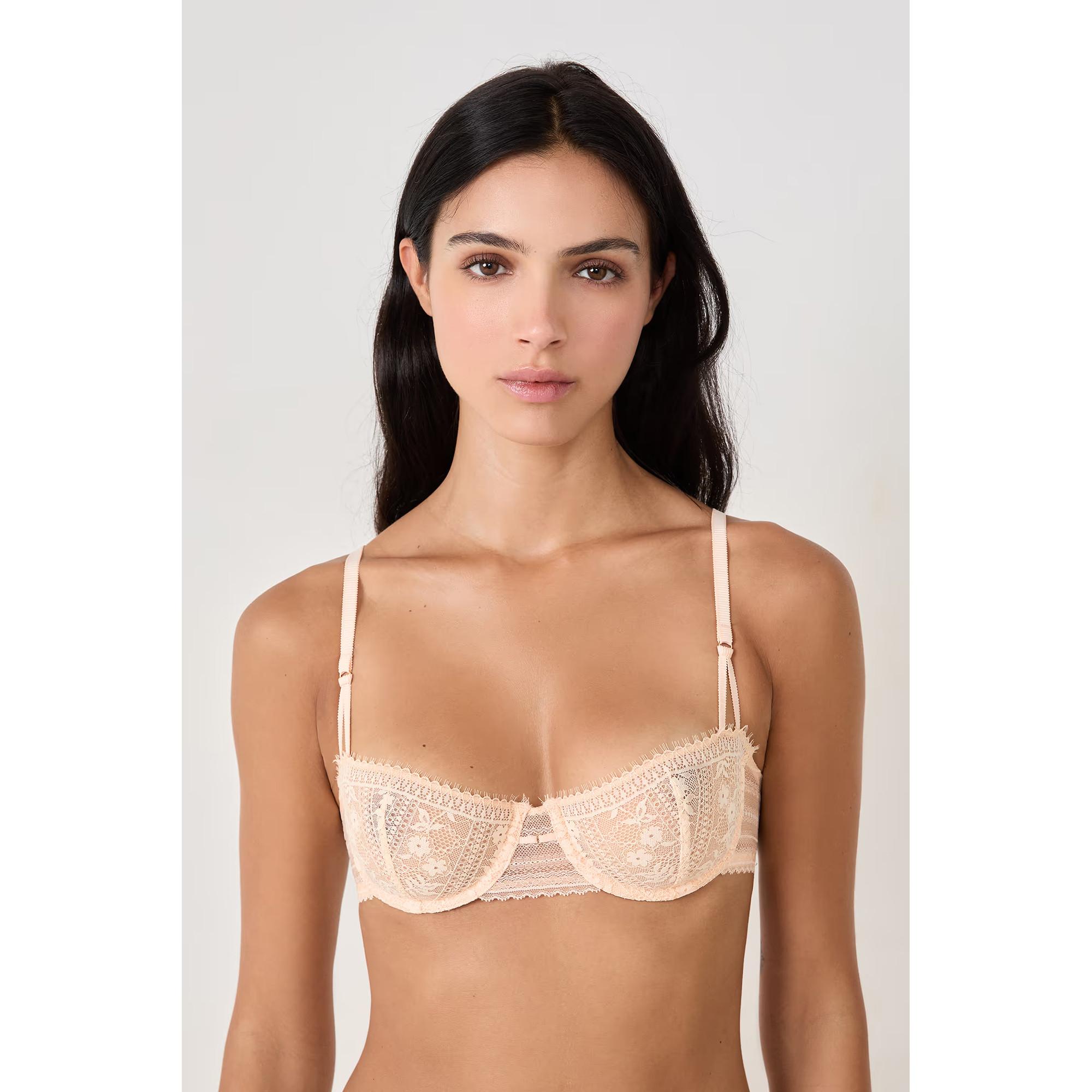 Etam Soutien-gorge balconnet dentelle florale rayé  