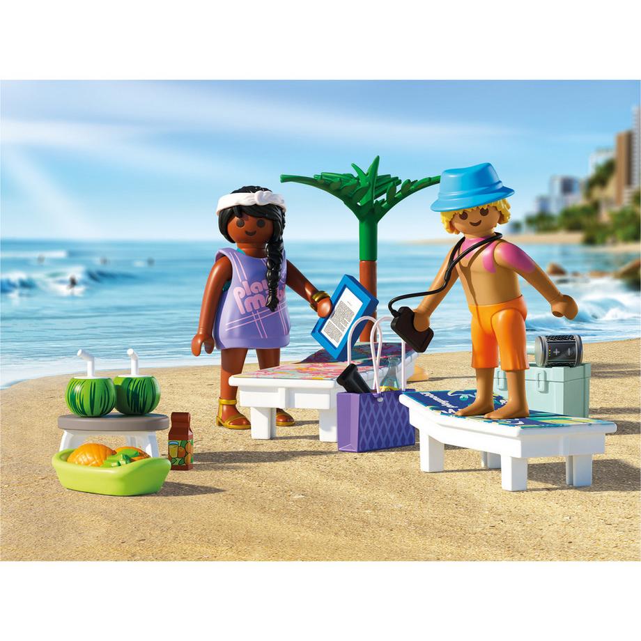 Playmobil  71908 Couple vacanciers à la plage & transats 