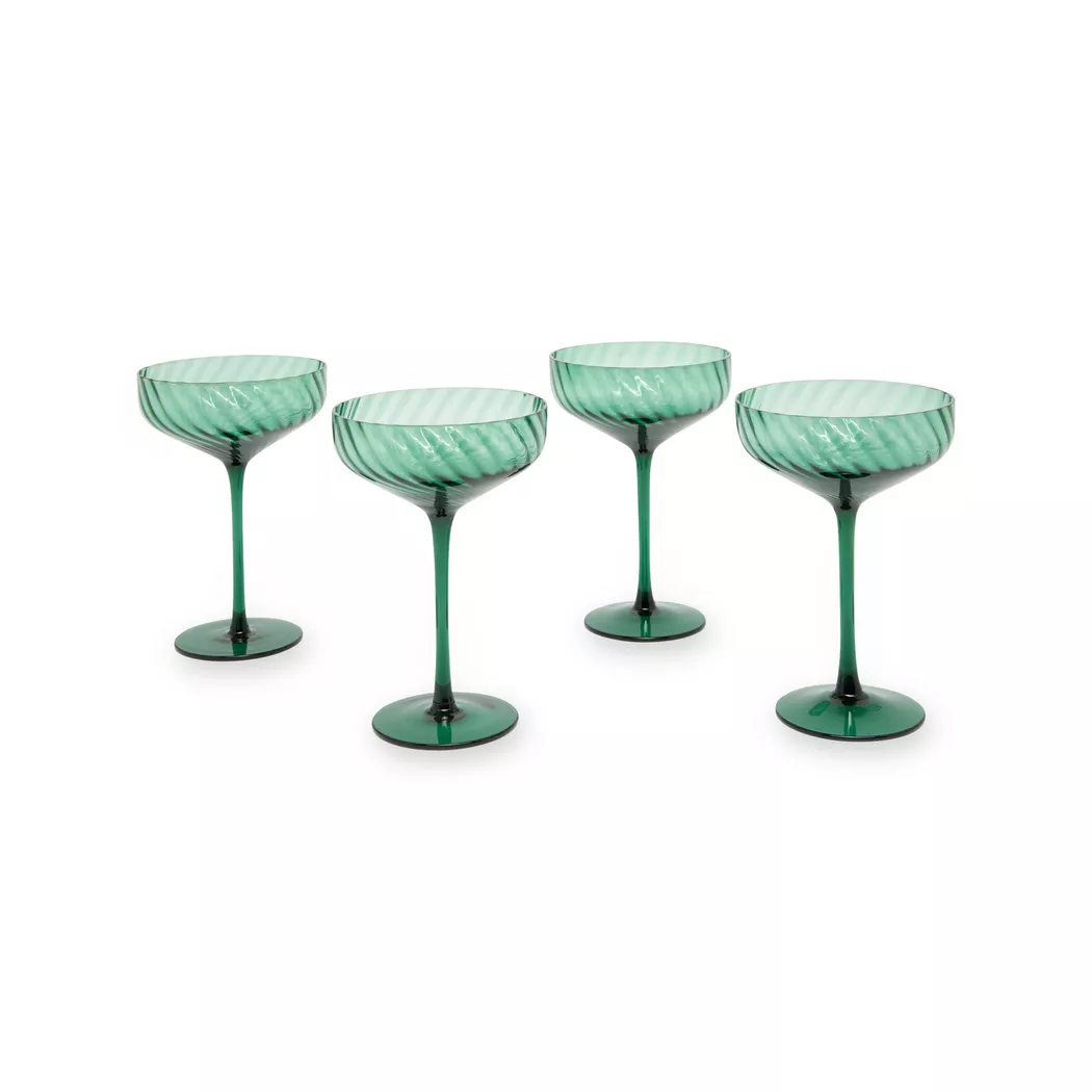 Manor Home - Coupeschale, 4Stk, Swirl, 300 ml, Petroleumblau