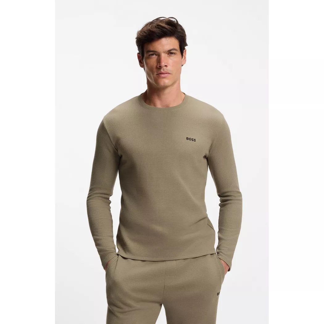 Boss T-shirt De Pyjama à Manches Longues Waffle 10269584 Open Brown L Homme