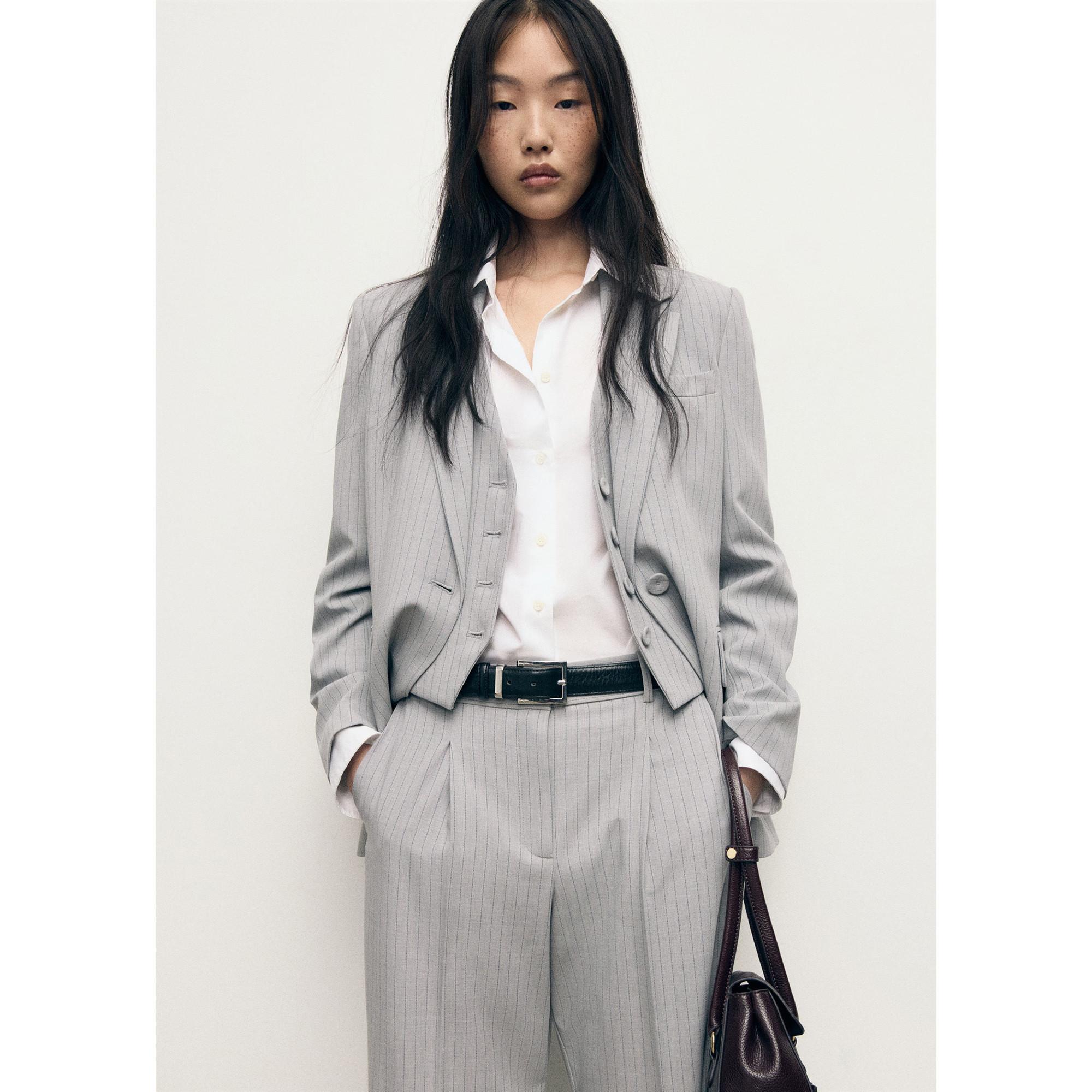 MANGO BOWERY Nadelstreifen Straight Fit Anzughose  