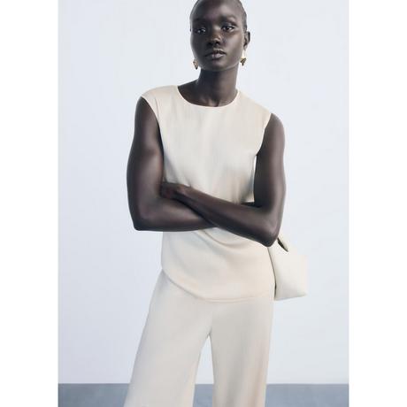 MANGO PLIS Top Plissettato Senza Maniche  