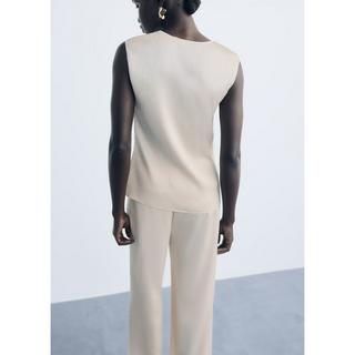 MANGO PLIS Top Plissettato Senza Maniche  