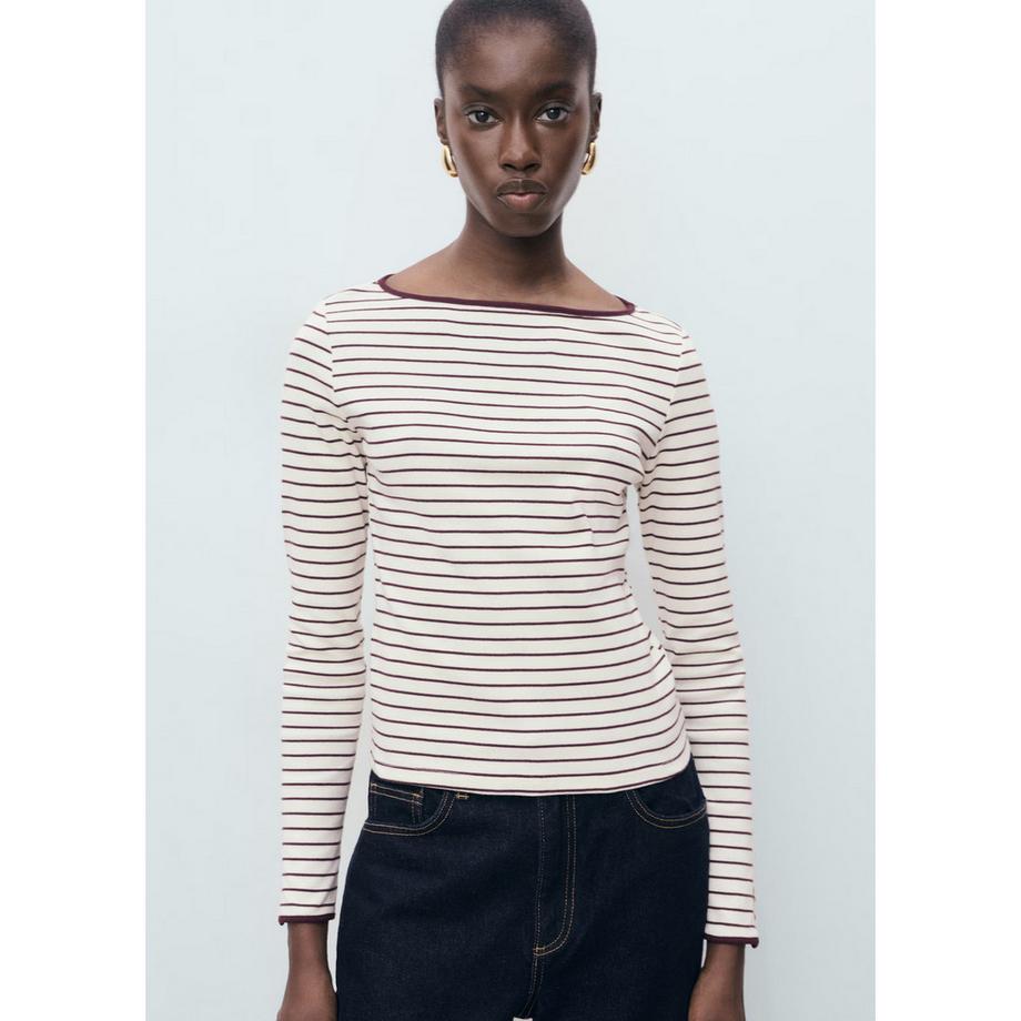 MANGO PORTA T-shirt Rayé Manches Longues  