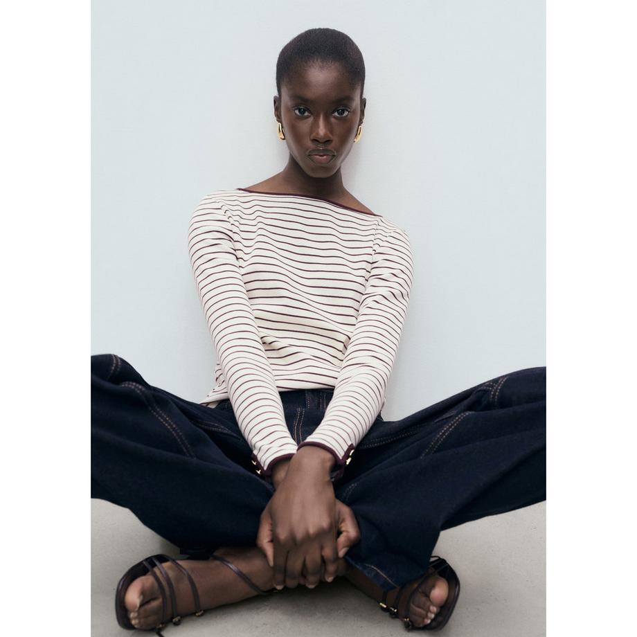 MANGO PORTA T-shirt Rayé Manches Longues  