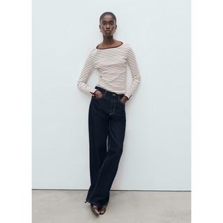 MANGO Porta T-Shirt Rigata Maniche Lunghe Scollo a Barca  