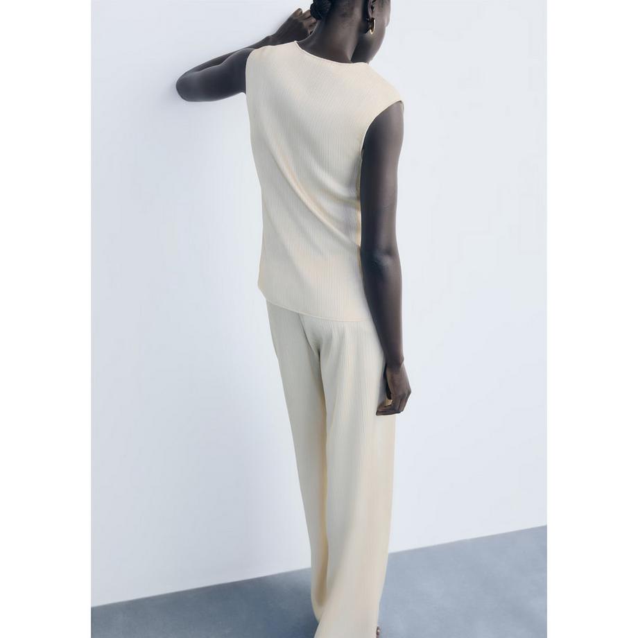 MANGO Pantalon plissé Straight Fit  