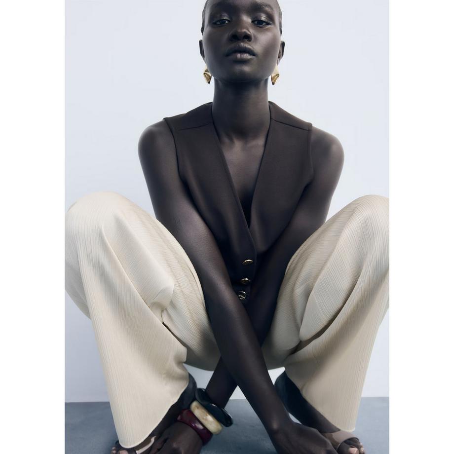 MANGO Pantalon plissé Straight Fit  