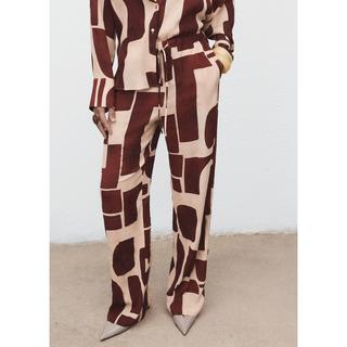 MANGO Parisi Geometrischer Print Straight Fit Hose  