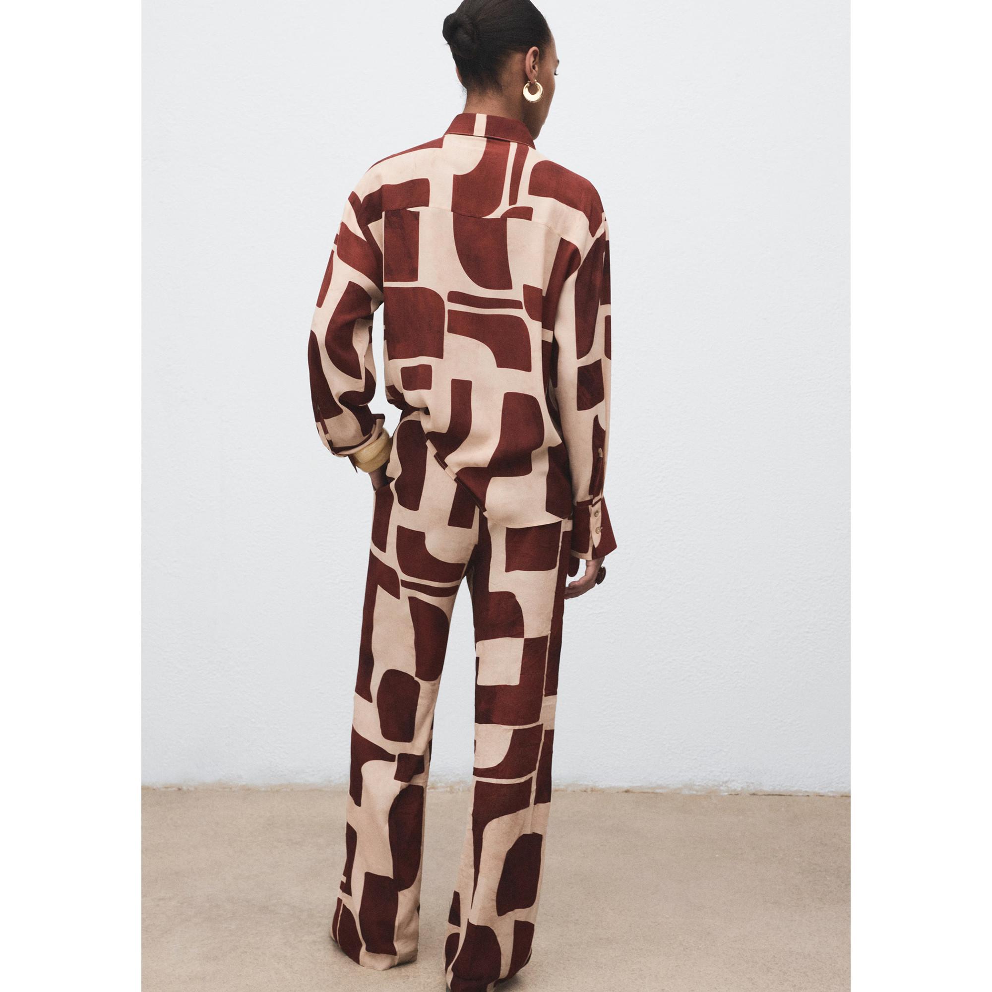 MANGO Parisi Geometrischer Print Straight Fit Hose  