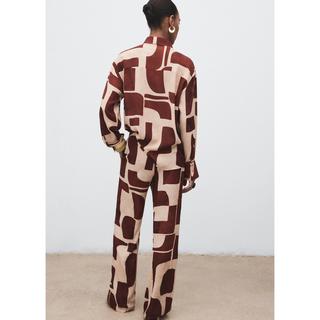 MANGO Parisi Geometrischer Print Straight Fit Hose  