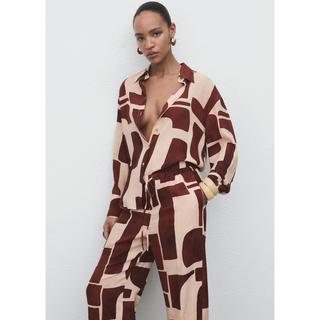 MANGO Parisi Geometrischer Print Straight Fit Hose  